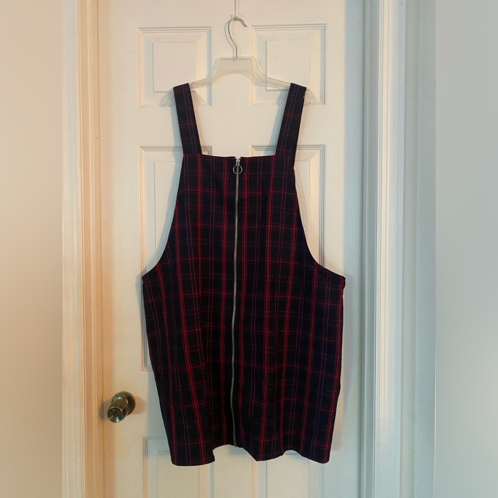 NWT Forever 21 Plus Size Plaid Pinafore Shirt Dress